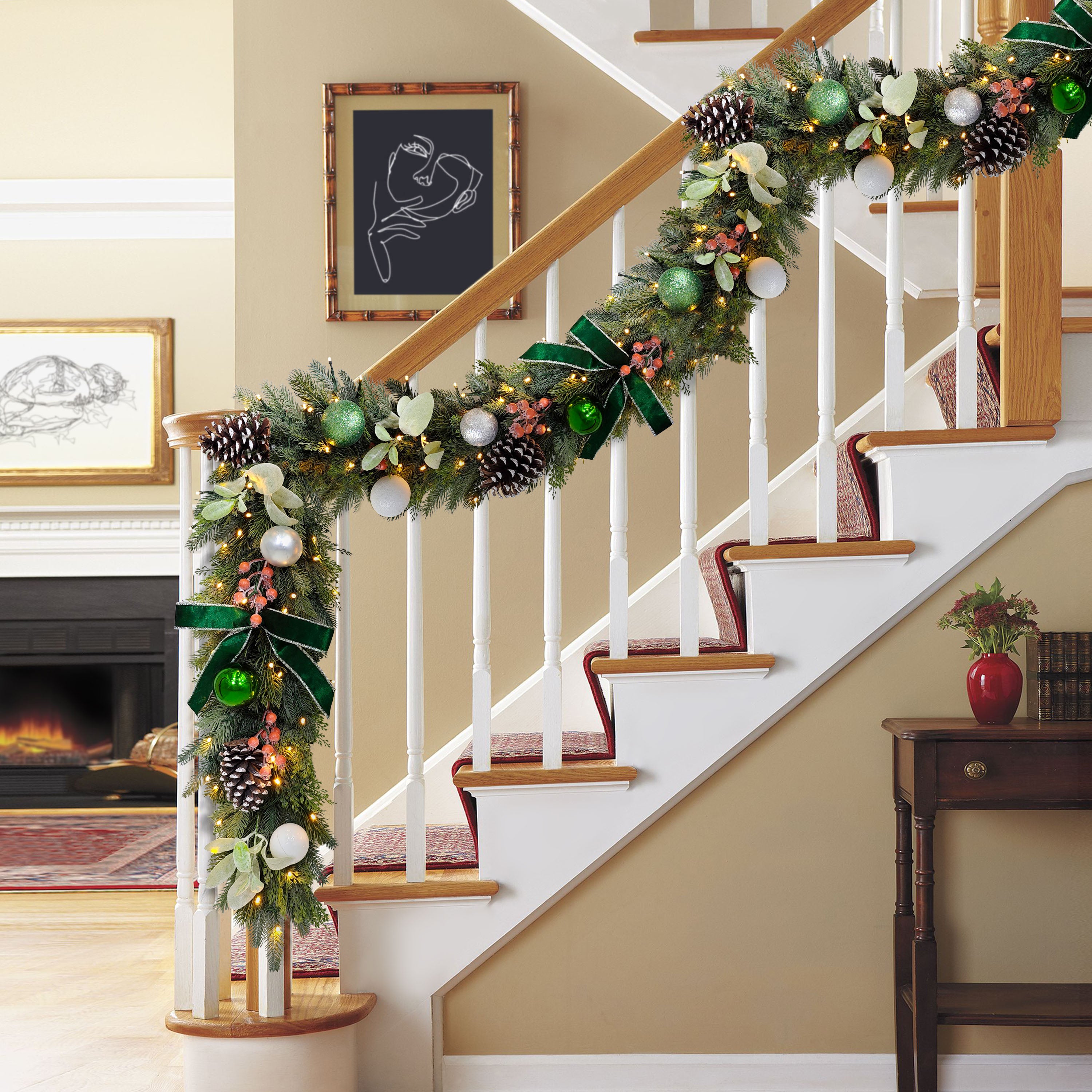 6' x 10" Pre-Lit Battery-Operated Adorned Garland